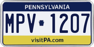 PA license plate MPV1207