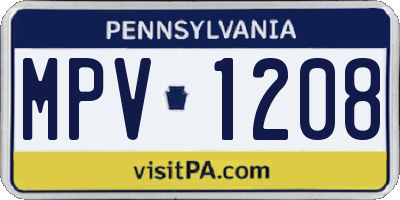 PA license plate MPV1208