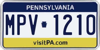 PA license plate MPV1210