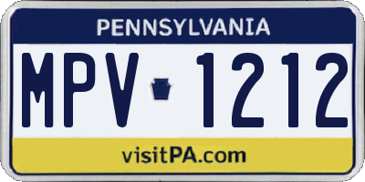 PA license plate MPV1212
