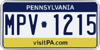 PA license plate MPV1215