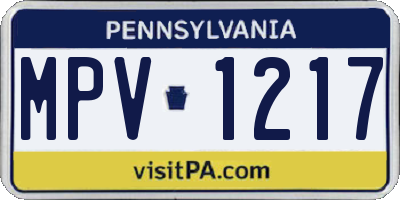 PA license plate MPV1217