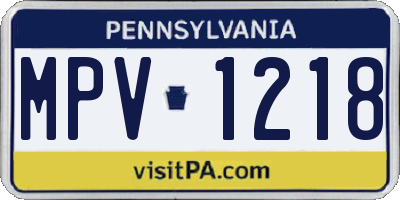 PA license plate MPV1218