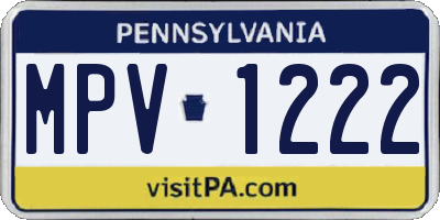 PA license plate MPV1222