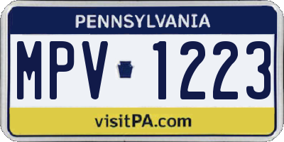 PA license plate MPV1223
