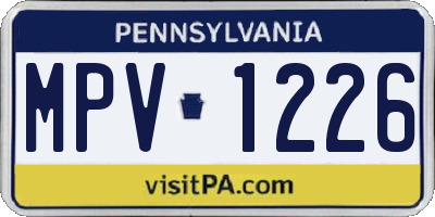 PA license plate MPV1226