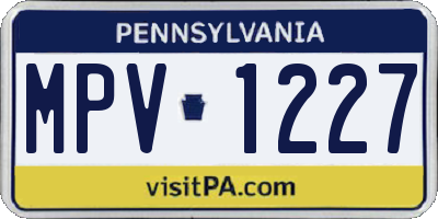 PA license plate MPV1227