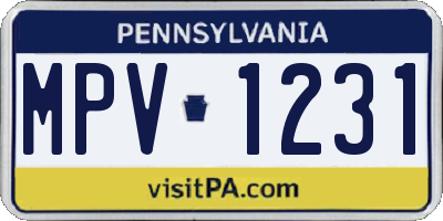 PA license plate MPV1231