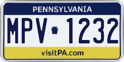PA license plate MPV1232