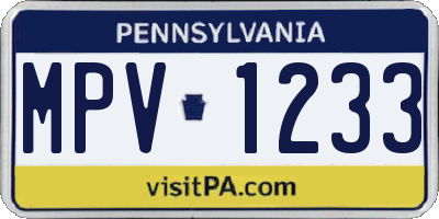 PA license plate MPV1233