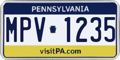 PA license plate MPV1235