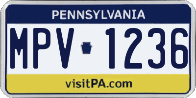 PA license plate MPV1236