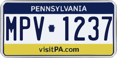 PA license plate MPV1237