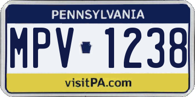 PA license plate MPV1238