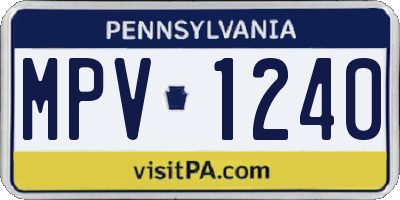 PA license plate MPV1240