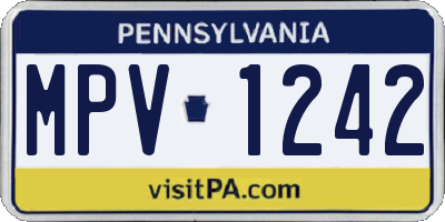 PA license plate MPV1242