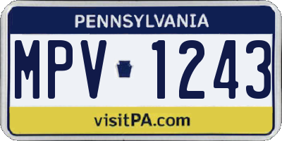 PA license plate MPV1243