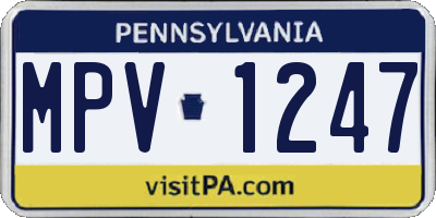PA license plate MPV1247