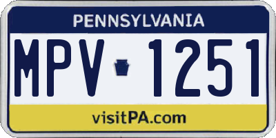 PA license plate MPV1251