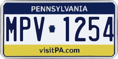 PA license plate MPV1254
