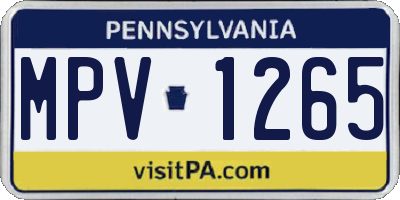 PA license plate MPV1265