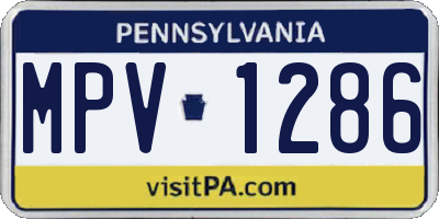 PA license plate MPV1286