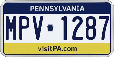 PA license plate MPV1287