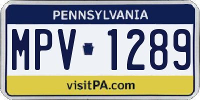 PA license plate MPV1289