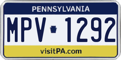 PA license plate MPV1292