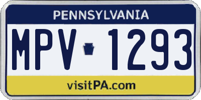 PA license plate MPV1293
