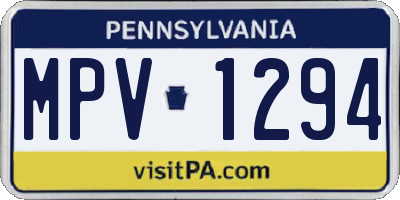 PA license plate MPV1294