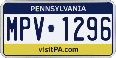 PA license plate MPV1296