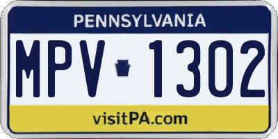 PA license plate MPV1302