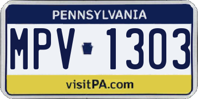 PA license plate MPV1303