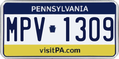 PA license plate MPV1309