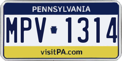 PA license plate MPV1314