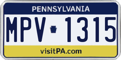 PA license plate MPV1315