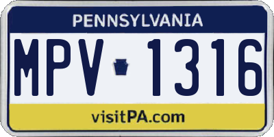 PA license plate MPV1316