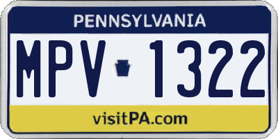 PA license plate MPV1322