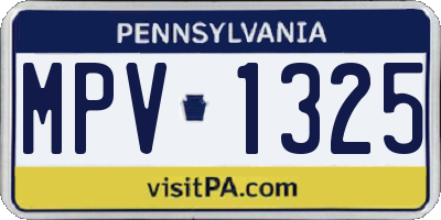 PA license plate MPV1325