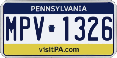 PA license plate MPV1326