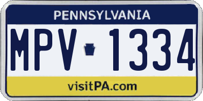 PA license plate MPV1334