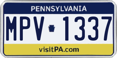 PA license plate MPV1337
