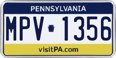 PA license plate MPV1356