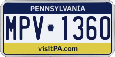 PA license plate MPV1360