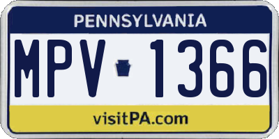 PA license plate MPV1366