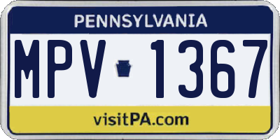 PA license plate MPV1367