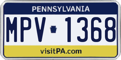 PA license plate MPV1368