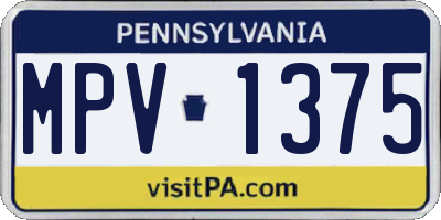 PA license plate MPV1375
