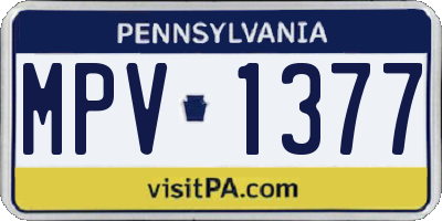 PA license plate MPV1377